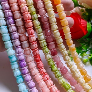 8mm Composite Resin Coral Flower Beads, 8 Colours Carved Flower Beads, Variegated Flower Bead, 14&quot; Strand, 1 - 5 Strands Optional,  B543