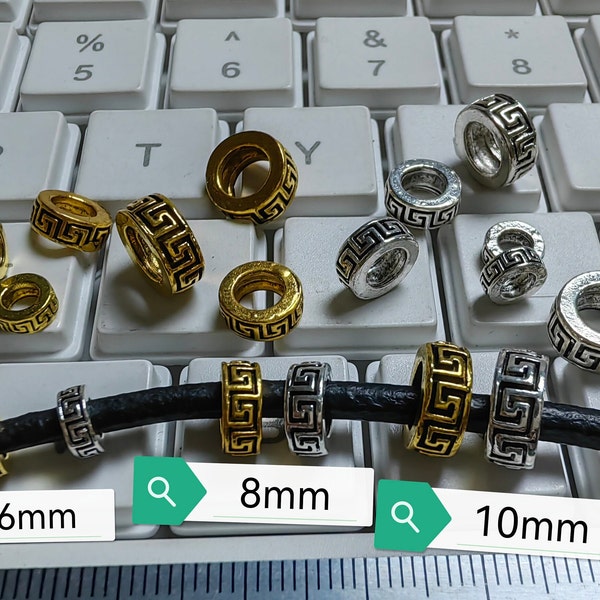 50pcs Antique Silver / Gold Spacer Beads, 6 - 10mm Large Hole Metal Spacer beads, Thin Spacer, Tibetan Style Beads, DIY Bracelet Spacer,B138