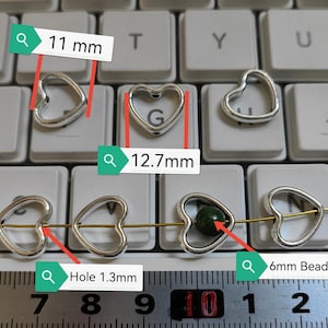 30 or 50pcs Silver Heart Bead Frames, 12.7x11mm Love Heart Bead Frames, Bead Frames Fits 6mm Round Beads, DIY Jewelry Supply, Findings. B135