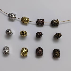 30 pcs Double Sided Buddha Head Beads, 8x10mm Metal Buddha Beads, Hole 2.2 mm, Buddhist Zen Beads, Yoga Jewelry, DIY Jewelry Making, B420