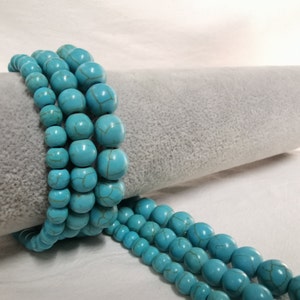 Glatte blaue Howlith-Türkis-Perlen, 6/ 8/ 10 mm zur Auswahl, Edelstein-Band-Perlen. DIY Armband Perlen, 15 &quot;voller Strang, A118