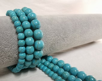 1 voller Strang Glatte Blaue Howlith Türkis Perlen, 6/ 8/ 10 mm zur Auswahl, Edelstein Strang Perlen. DIY Armband Beads , Grosshandel, A-118