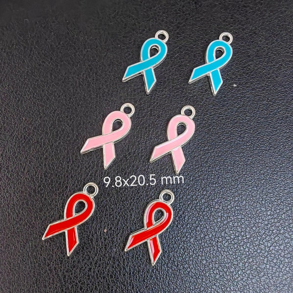 10 - 50 pcs, Enamel Ribbon Charms , Awareness Ribbon Charms, Cancer Survivor Charms , 9.8x20.5 mm, DIY Jewelry Supply, Findings, C241