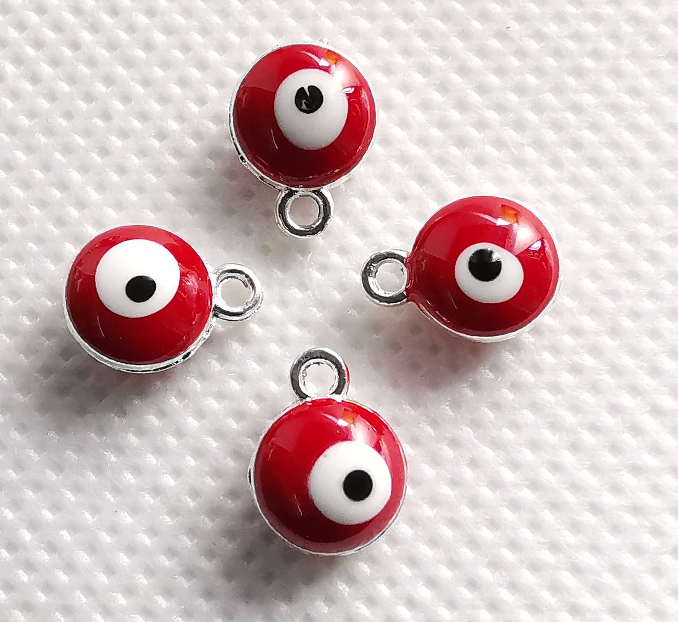 Evil Eye Jewelry 30pcs Double Sided Evil Eye Charms 8x11 mm Turkish Eye,DIY Jewelry Supply Red Evil Eye Charms Wholesale Charms