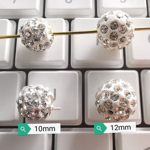 Crystal Polymer Clay Rhinestone Beads, 10mm 12mm Disco Ball Bead, Crystal Disco Balls, Pave Disco Ball Beads, 30 - 100pcs Optional