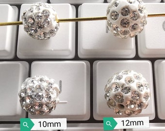 Crystal Polymer Clay Rhinestone Beads, 10mm 12mm Disco Ball Bead, Crystal Disco Balls, Pave Disco Ball Beads, 30 - 100pcs Optional