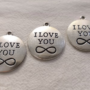 20pcs I Love You Charms Pendants , Metal Charms , Love Quote Charms , 24 X 28 mm , DIY Jewelry Supply ,Findings , Wholesale Charms
