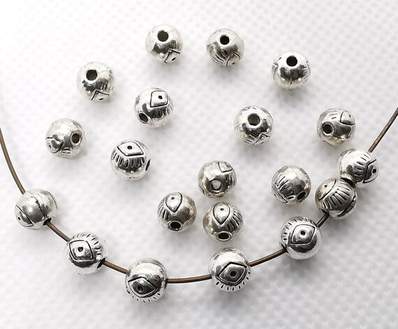 アンティークシルバースペーサービーズ 50個、6 x 5 mm アイ