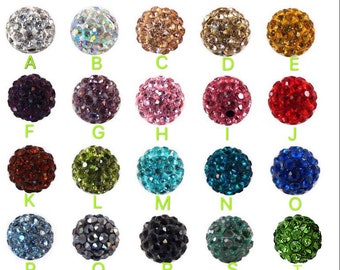 100 Pcs Mixed Color Disco Ball Beads ,Polymer Clay Rhinestone Beads, 8mm 10mm Pave Disco Ball Beads, Shiny Bling Disco Beads, Findings, B508