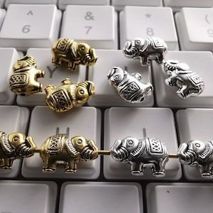 30 or 50 pcs Double Sided Metal Elephant Beads, 13x8mm Lucky Elephant Beads, Tiny Elephant Spacer, DIY Jewelry Making, Findings, B499