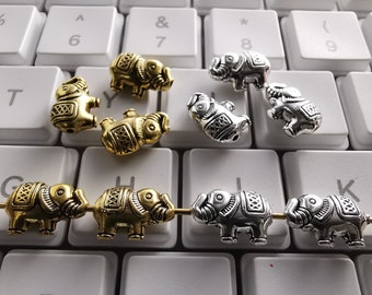 30 or 50 pcs Double Sided Metal Elephant Beads, 13x8mm Lucky Elephant Beads, Tiny Elephant Spacer, DIY Jewelry Making, Findings, B499