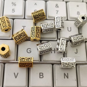 20pcs Faceted Cylinder Tube Beads , 8x11mm Hexagonal Spacer Beads , Buddhism  Mantra Beads, C-106