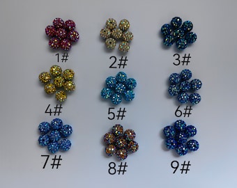 10mm AB Polymer Clay Rhinestone Beads, Pave Disco Ball Beads, Shiny Bling Disco Bead, Micro Pave Crystal Beads, 9 Colours, DIY Jewelry, B321