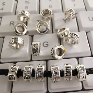 30 - 50 uds, cuentas espaciadoras de agujero grande de plata antigua, cuentas espaciadoras de Metal de 8x4mm, cuentas nepalíes, cuentas de estilo tibetano, espaciador de pulsera, B298