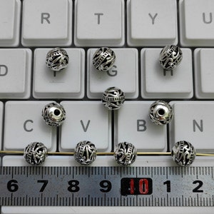 30 or 50pcs Antique Silver Metal Spacer Beads, 8mm Metal Hollowed Out Beads, Nepalese Beads, Tibetan Style Bead, DIY Jewelry, Findings, B456