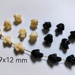 Composite Resin Skull Head Beads, 9x12mm Skull Head Beads, Goth Skull Beads, DIY Jewelry Supply, 30 - 100pcs Quantity Optional, B442