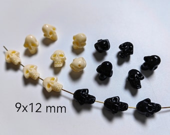 Composite Resin Skull Head Beads, 9x12mm Skull Head Beads, Goth Skull Beads, DIY Jewelry Supply, 30 - 100pcs Quantity Optional, B442