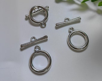 20 conjuntos de fechos de alavanca circulares de metal, fecho de alavanca redondo de prata antiga, fecho de extremidade de pulseira, fabricação de joias faça você mesmo, descobertas, C030
