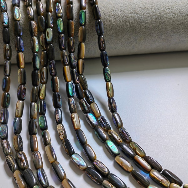 Irregular Abalone Shell Beads, Free Form Tube Paua Shell Beads, 5x12mm Shell Beads, Hole 0.6mm, 15'' Strand, 1 - 3 Strands Optional, B200