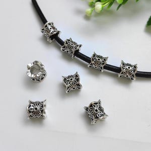 30pcs Antique silver Large Hole Tube Beads, Tibetan Style Beads, 10x9 mm Metal Spacer Beads, Vintage Style DIY Jewelry, Findings, B668