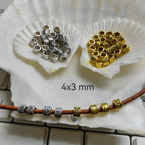 50 - 100pcs Tibetan Spacer Beads, Nepalese Beads, 3x4mm Metal Spacer Beads, Bracelet Bead ,Antique Silver, Gold, Hole 2.5 mm, Findings, B152