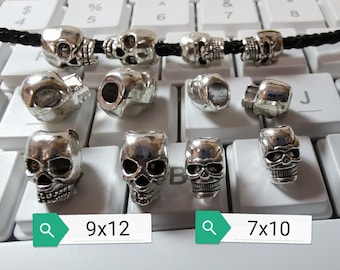 20 Stück Antik Silber Schädel Perlen, Gothic Schädel Perlen, Großes Loch Metall Schädel Kopf Perlen, Schädel Kopf Perlen, DIY Schmuck, Zubehör, B395