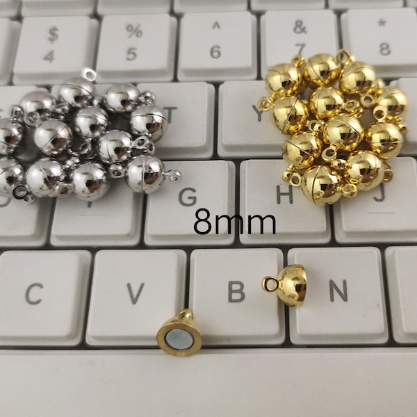 5 - 30 Sets, Stainless Steel Magnetic Clasp, Gold Magnetic Clasp, Bracelet End Clasp, 8mm Magnet Clasp, Strong Magnetic Clasp, Findings, K01