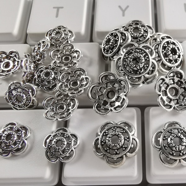 100 pcs Antique Silver Metal Spacer Bead Caps, 8 / 10mm à choisir, Caps Findings, DIY Bracelet Spacer, Fabrication de bijoux, Découvertes, B-027