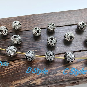 6mm Antique Silver Metal Spacer Beads, Mini Metal Round Bead, Tibetan Style Bead, DIY Jewelry Making, 30 ，50 or 100pcs Optional, B569