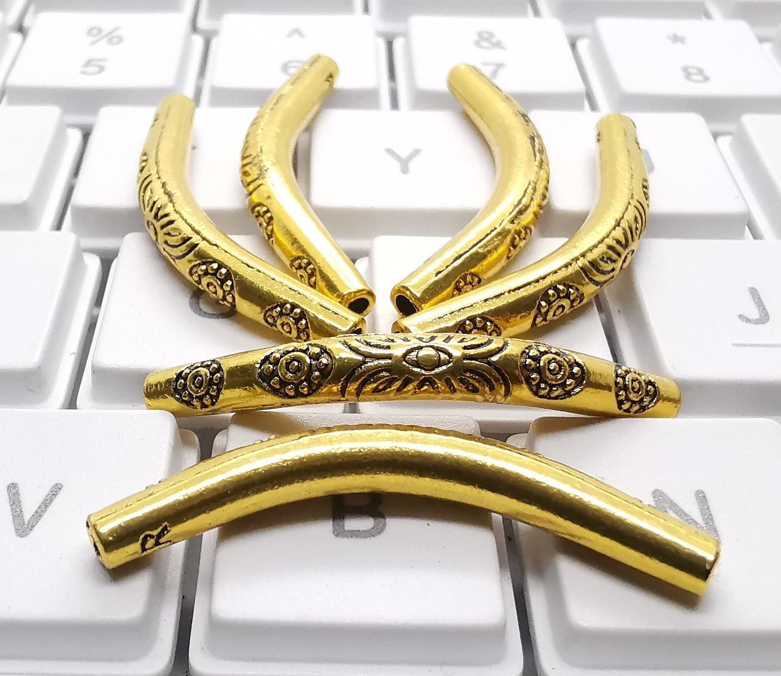 30pcs Metal Curved Tube Beads Spacer Tube Beads Curved Tube Etsy