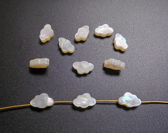 7x11 mm Mother Of Pearl Clouds Beads, Pearl Shell Clouds Beads, White Mop Clouds Beads, Hole 0.6mm, 5 -100 pcs Quantity Options. B330