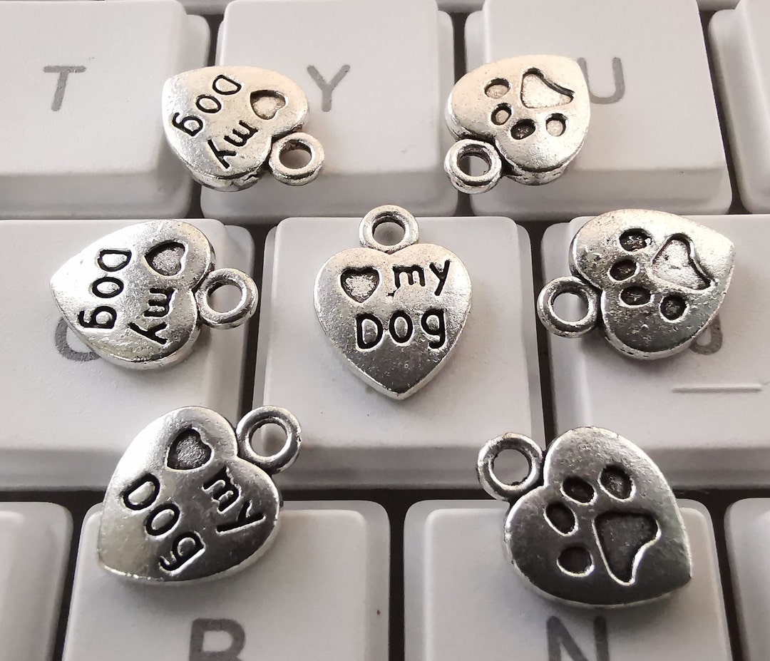 30 50 Pcs Antique Silver Dog Tag Charms Heartshaped Love Etsy UK