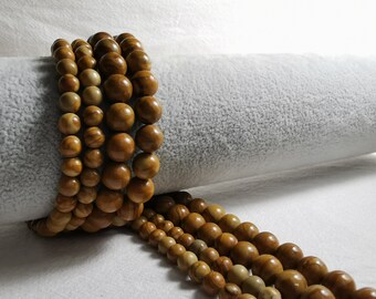 Natural Wood Grain Jasper Gemstone Smooth Round Loose