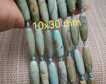 1 cuentas tibetanas Dzi de hebra completa, cuentas de arroz de ágata tibetana, cuentas de piedras preciosas de tambor de 10x30 mm, cuentas de ágata de barril tibetano, fabricación de joyas diy, D286