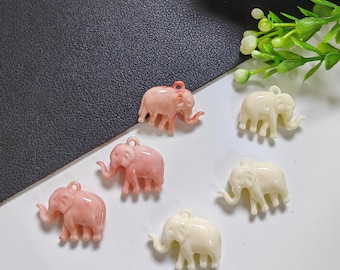 3D Resin Elephant Charms, Coral Elephant Charms, Lucky Elephant Pendants, 23x19mm Animal Charms , 5 - 50pcs bulk lot options, C420