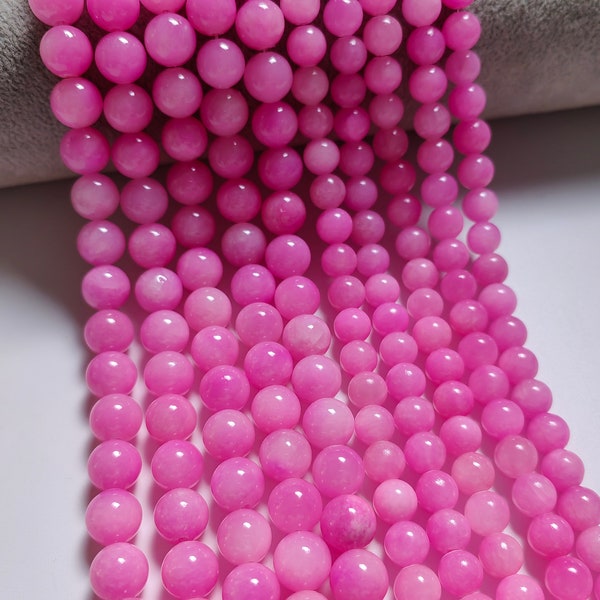 Pink Smooth Malay Jade Round Beads, 6mm 8mm 10 mm To Choose From, Gemstone Beads, Stone Beads, DIY Bracelet Beads, 15" Full Strand, A591