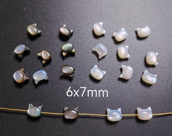 5 - 100 Pcs Mother Of Pearl Cat Beads, Natural Pearl Shell Cat Beads, 6x7mm Mop Cat Head Spacer Beads, Hole 0.8mm. DIY Jewelry Making. B335