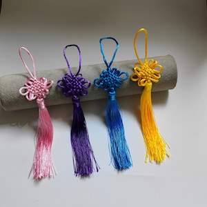 10 Pcs Chinese knot Tassel, 20cm Large Silky Tassels Hanging Decoration, Luck Tassels Charms, Tassel Necklace, DIY Jewelry Making, C469