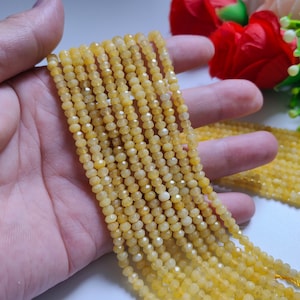 4x2mm Faceted Rondelle Jade Beads, Gemstone Rondelle Beads, Stone Beads, DIY Bracelet Spacer, 14" Full Strand, 1 - 5 Strands Optional, A689