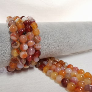 Smooth Striped Agate Beads, Banded Agate Beads, 6 / 8/ 10mm To Choose From, Stone Beads, DIY Bracelet Beads, 15&quot; Full Strand , A194