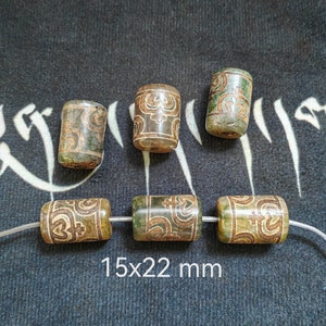 6 - 12pcs Tibetan DZI Agate Beads, 15x22mm DZI Drum Beads, Hole 1.8mm, Tibetan Dzi Barrel Beads, DIY Jewelry Making, D345