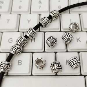 20 o 50 pezzi di perline distanziatrici con foro grande in argento antico, perline stile tibetano 8x8mm, perline nepalesi, foro 4,2 mm, creazione di gioielli fai da te, B093