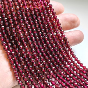 Naturalne fasetowane okrągłe koraliki z granatu, czerwone koraliki z kamieni szlachetnych, 3,5 4,0 4,5 mm do wyboru, sznur 15 cali, koraliki do bransoletki DIY, ilość opcjonalna, A244 zdjęcie 1