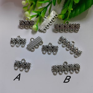 30 szt. antycznych srebrnych wielożyłowych łączników, zapięcie rozplątujące do naszyjników warstwowych, wielożyłowe łączniki do naszyjników, końcówki wielożyłowe, C541