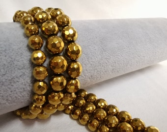 Fil De Perles En Hématite - 63 Perles Boules 6mm, Longueur ~39cm - Bijoux DIY Pierres Naturelles