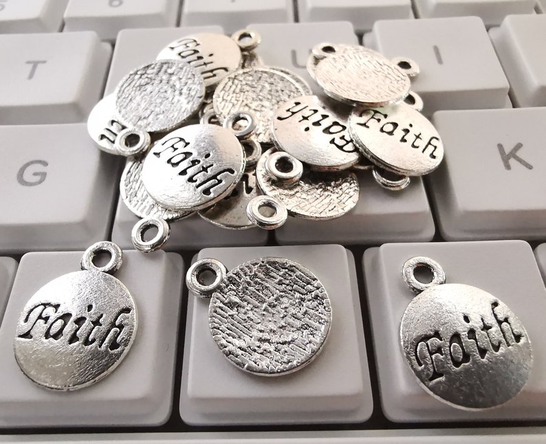 50pcs Antique Silver Faith Charms Religious Charms 12x15mm Etsy