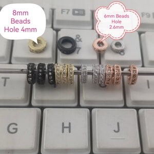 CZ Micro Pave Rondelle Spacer Beads, CZ Mini Circle Beads ,6mm 8mm CZ Micro Pave Tiny Circle Beads, Findings, 5 - 50pcs Optional, B116