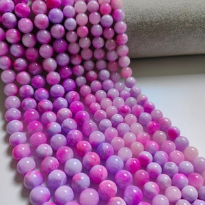 Dyed Smooth Malay Jade Beads, Gemstone Round Beads, 4 - 10mm  Bulk Lot Options,  DIY Jewelry Making, Bracelet Beads, 15&quot; Full Strand, A631