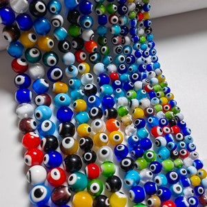 Multicolor Glass Evil Eye Beads, Turkish Evil Eye Beads, 4 - 12mm Round Mixed Evil Eye Spacer Beads, Bracelet Bead, DIY Jewelry Making, A639