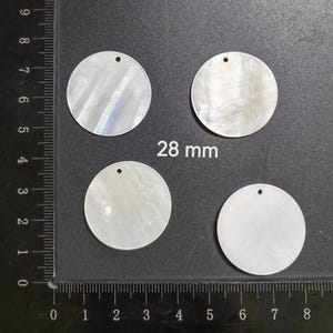 Natural White Mother of Pearl Round Charms, 28mm MOP Round Disc Charms, Pearl Shell Round Coin Charms, 10 or 30 pcs Options,  C651